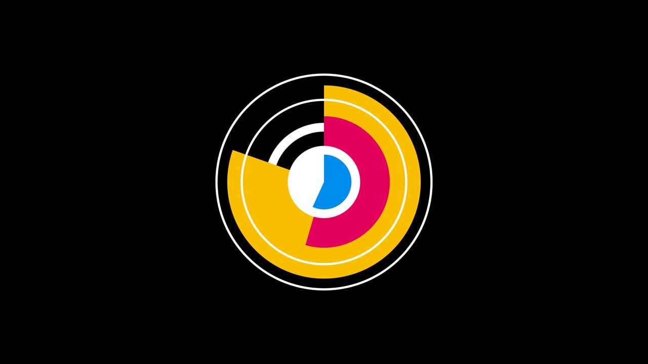 animación de icono de círculo de carga colorido, aislado en un fondo negro. animación de video de movimiento 4k barra de carga con canal alfa mate