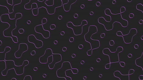 abstract black and purple pattern with curved lines and floating shapes