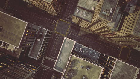 aerial view of bustling street intersections at twilight