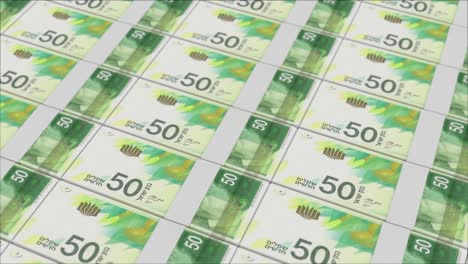 50-Billetes-De-Nuevo-Shekel-Israelí-Impresos-Por-Una-Prensa-Monetaria