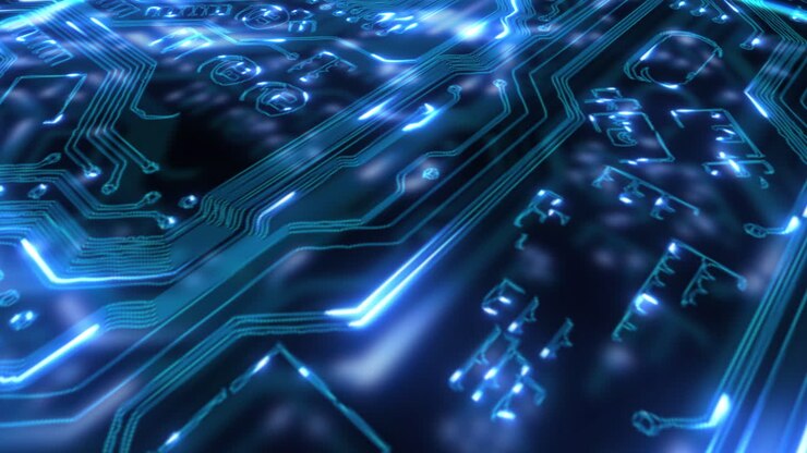 Scheda di circuito, microchip e ologramma digitale