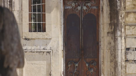 stunning medieval doors with grapevine ornaments and bas-reliefs of knights