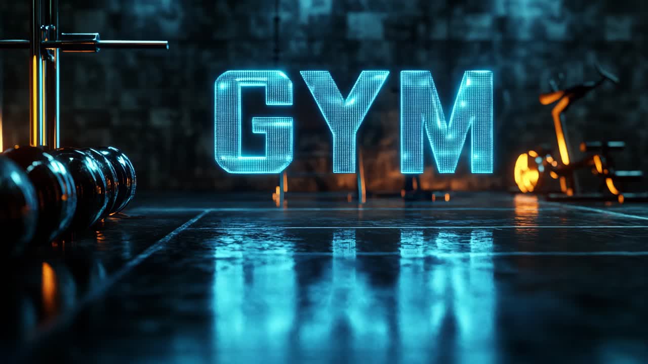 Futuristic Gym Interior with Digital Display
