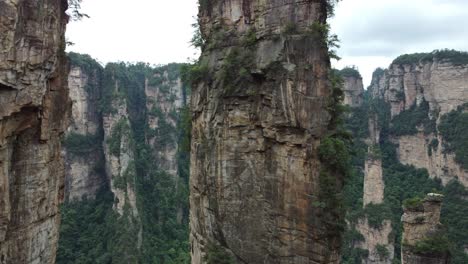 stunning elevator shot ascending above heaven pillar avatar hallelujah mountain in zhangjiajie, china