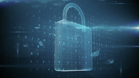 futuristic padlock against digitally generated background