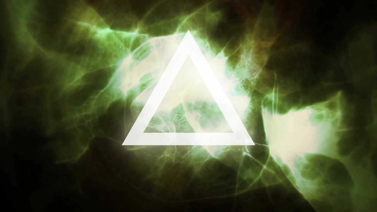 Animaatio 3D-geometrisista muodoista tummaa taustaa vasten