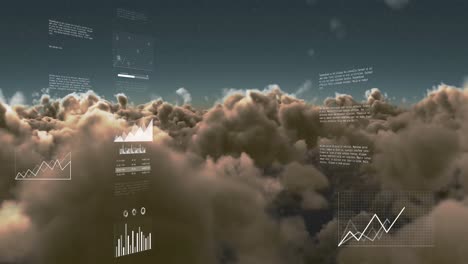 animation of data processing over sky with clouds