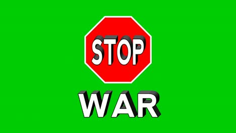 stop war text animation motion graphics on red on green screen background world peace day concept video elements