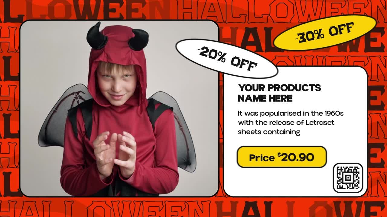 Halloween Sale Promotion with Children and Adults in Costumes