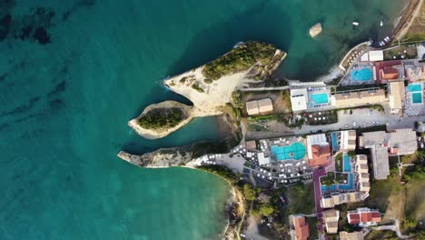 top view over kanali tou erota and canal d'amour beach, sidari, greece