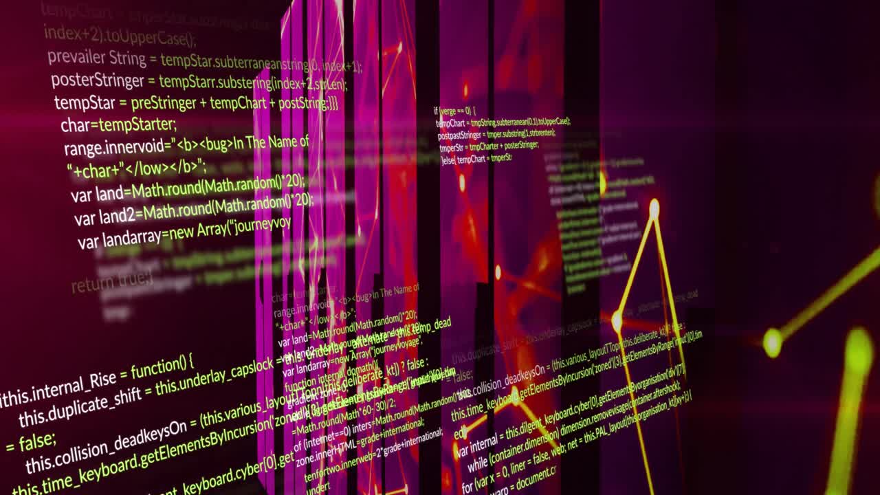 animación del procesamiento de datos y formas sobre fondo negro