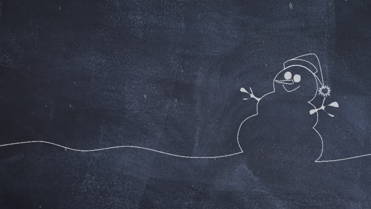 Snowman Drawing on a Chalkboard