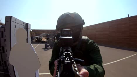 pov of soldier training in close quarters combat techniques