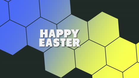 happy easter with colorful hexagons pattern on black gradient