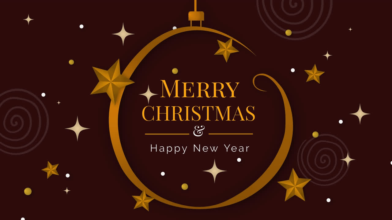 크리스마스 시즌의 인사를 장식과 별 위에 애니메이션