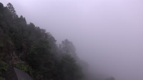안개 가 가득 한 산악 풍경