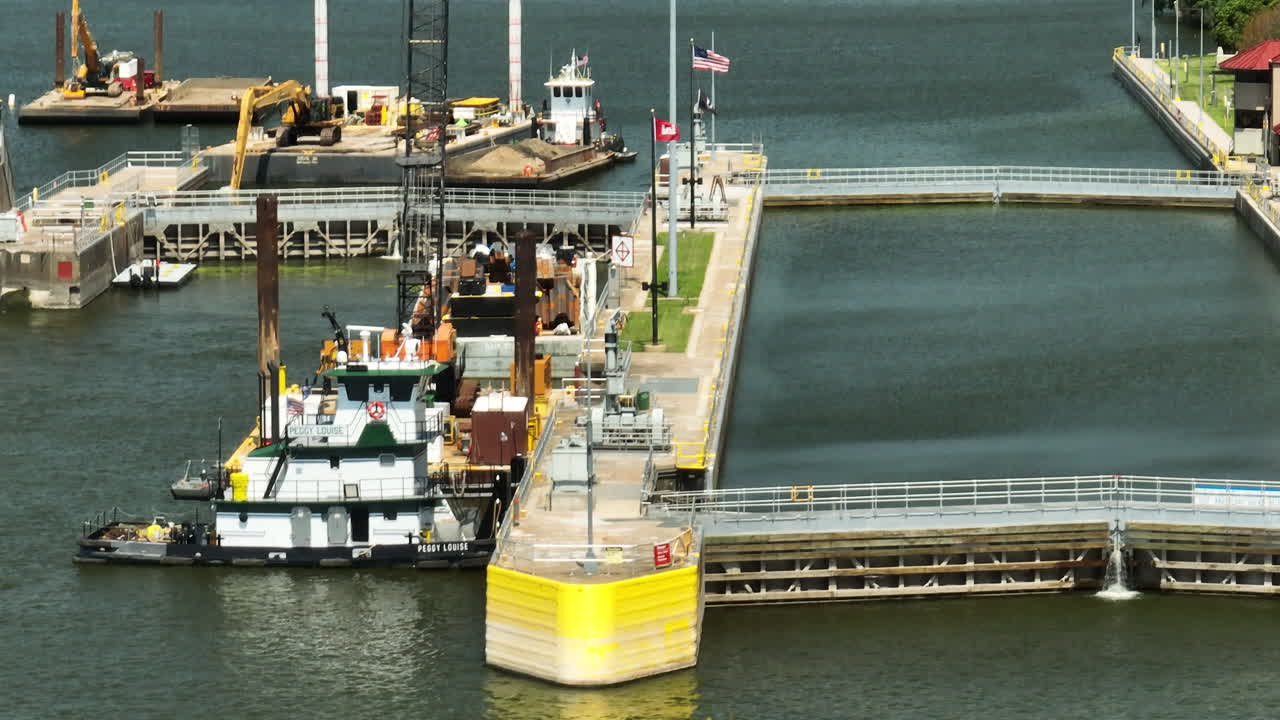 Aerial View Of Mississippi River Lock and Dam No