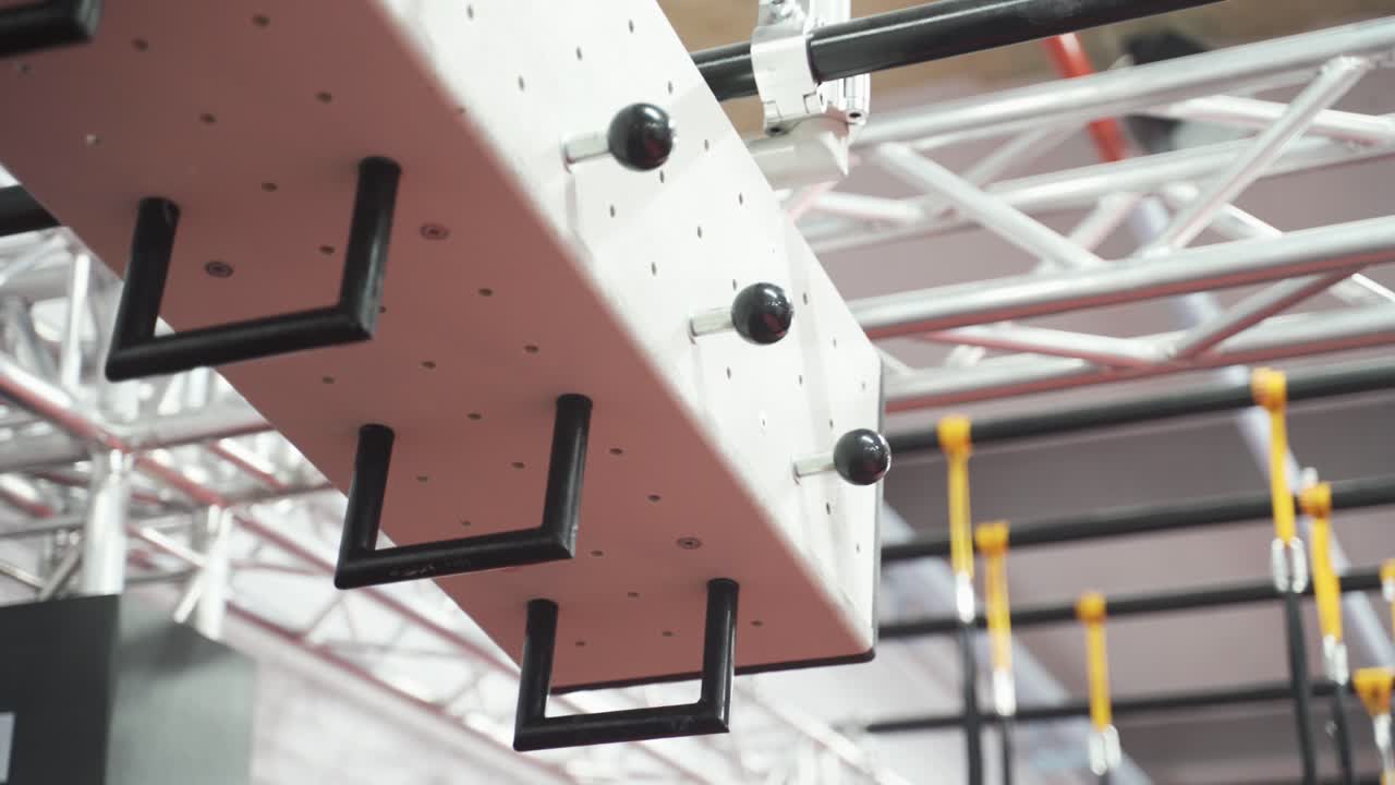 Monkey bars in a climbing gym