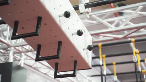monkey bars in a climbing gym