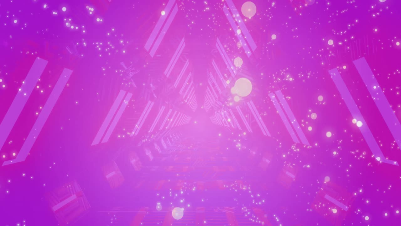 animación de puntos y túnel hecho de luces que se mueven sobre un fondo rosa