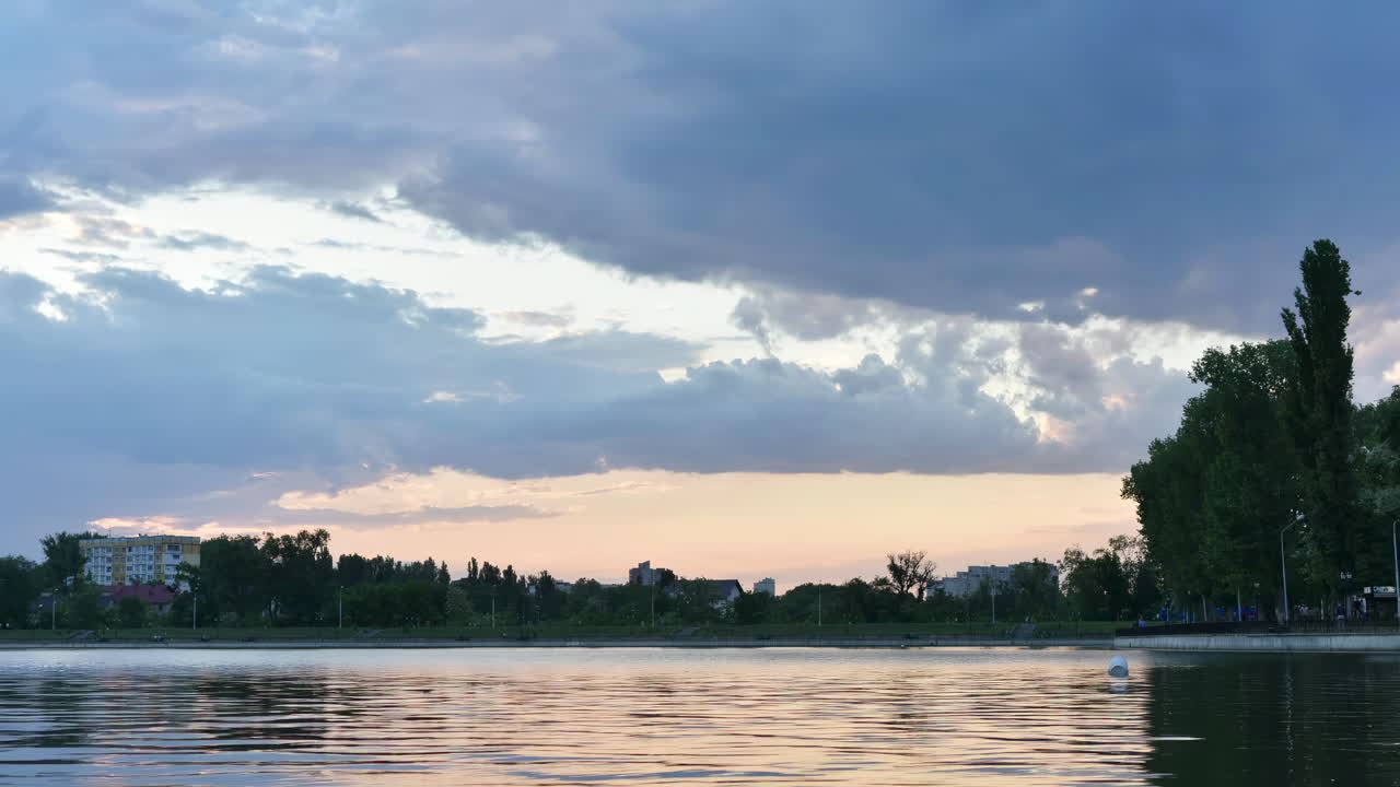 Time lapse of Valea Morilor Park in Chisinau, Moldova at sunset