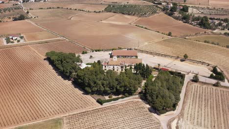 Catalan-farmhouse-in-the-middle-of-vineyards-on-a-sunny-day