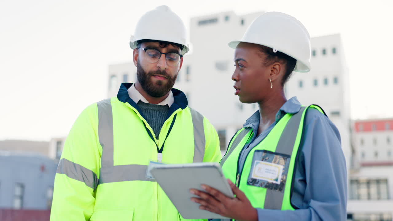 profesionales de la construcción que revisan los detalles del proyecto