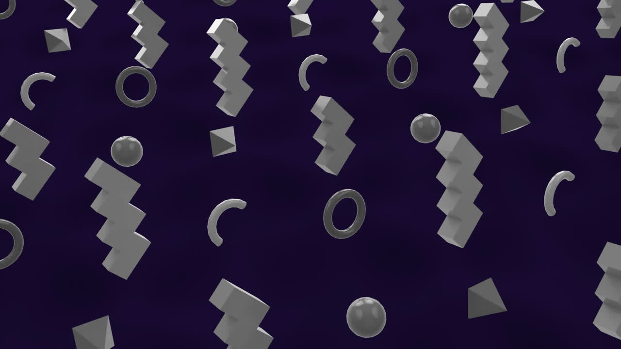 animación de formas geométricas sobre un fondo azul oscuro