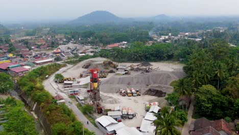 aerial view of sand processing facility in muntilan, indonesia