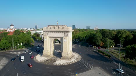 El-Arco-Triunfal-De-Bucarest,-Rumania.