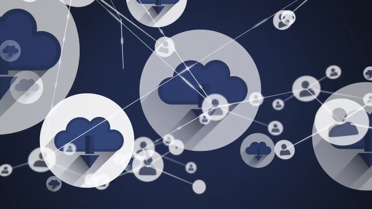 animación de la red de conexiones sobre fondo azul