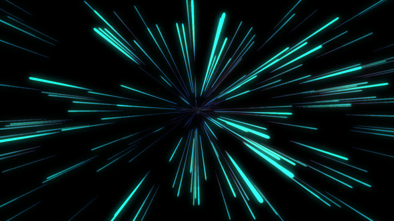 Green Light Streaks,  Lines Flying Towards The Camera