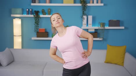 woman exercising at home.