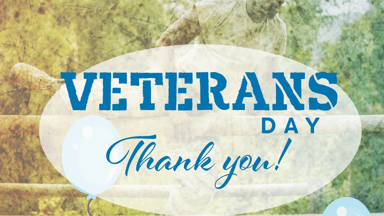 군인 연습 위에 참전용사 날 텍스트의 애니메이션