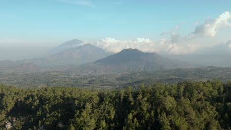 aerial video; a drone shot overlooking the beautiful balinese mountains