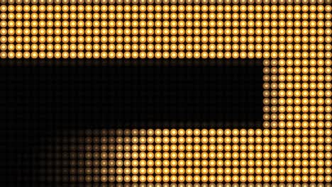 4k golden flashing light bulbs on led wall abstract animation background. or projectors for stage lights.