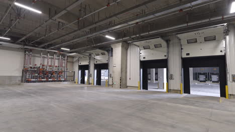 distribution warehouse interior with loading dock bays