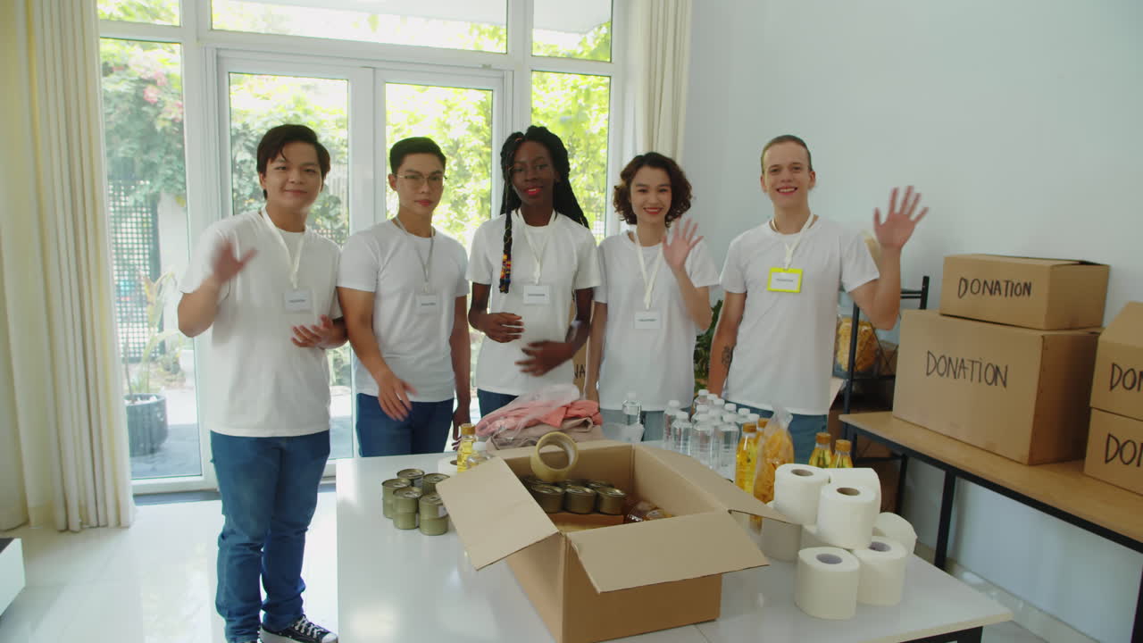 Portrait of Multiethnic Donation Center Workers