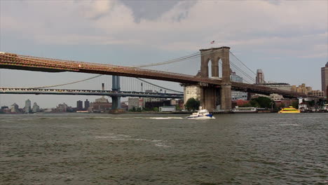 this is footage of the brooklyn bridge and the hudson river
