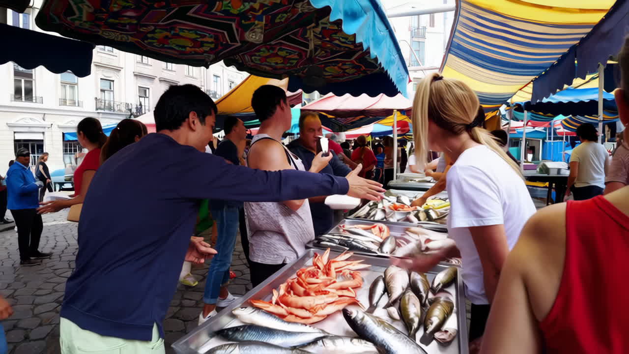 Busy Fish Market in Lisbon