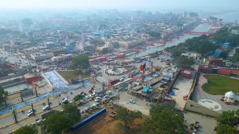 Ayodhya-Drone-view-Shri-Ram-Mandir,-Shri-Hanuman-Garhi-Mandir,-Lata-Mangeshkar-Chowk-and-Ram-ki-Paidi-Ghats