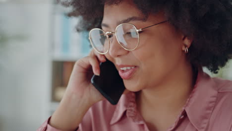 Black-woman,-laptop-or-phone-call-for-networking