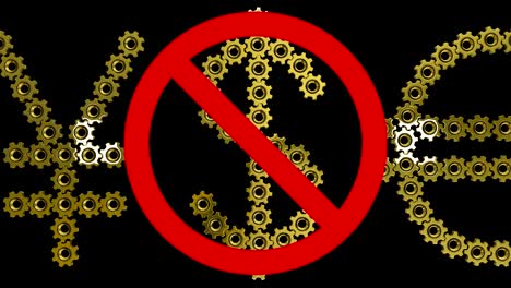 moneda mundial en el signo de prohibición