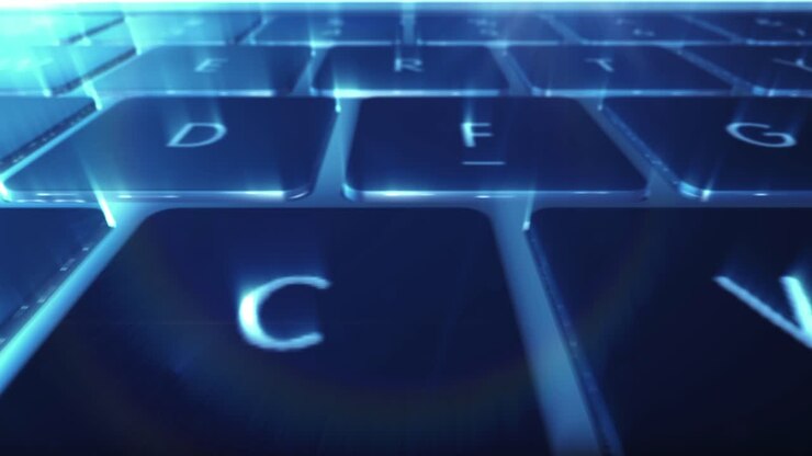 Close-up view of a glowing computer keyboard