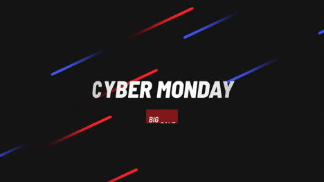 moderner cyber monday-text mit neonlinien auf schwarzem farbverlauf