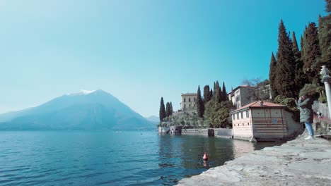 shore near the gardens in varenna, lake como, italy