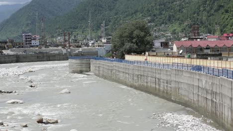 Himalaya-mountainous-river-Ganges-flowing-through-Himalaya-villages---cities-in-Uttarakhand,-India