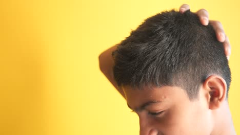 men with dandruff in his hair, closeup