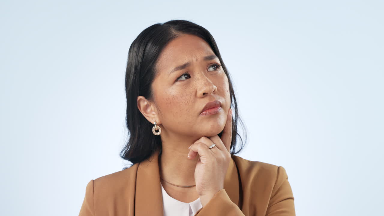 Thinking, brainstorming and young woman
