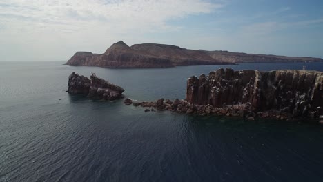 aerial shot of "la lobera" in the partida island, baja california sur